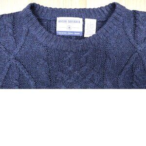 VTG CABLE KNIT FISHERMAN SWEATER HIGH SIERRA NAVY Sz TALL LARGE, LT